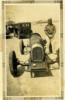 Photo of Deacon Moyers on Jacksonville Beach with automobile