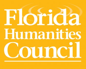 Orange Gold Background with Florida Humanities Council written in white letters 